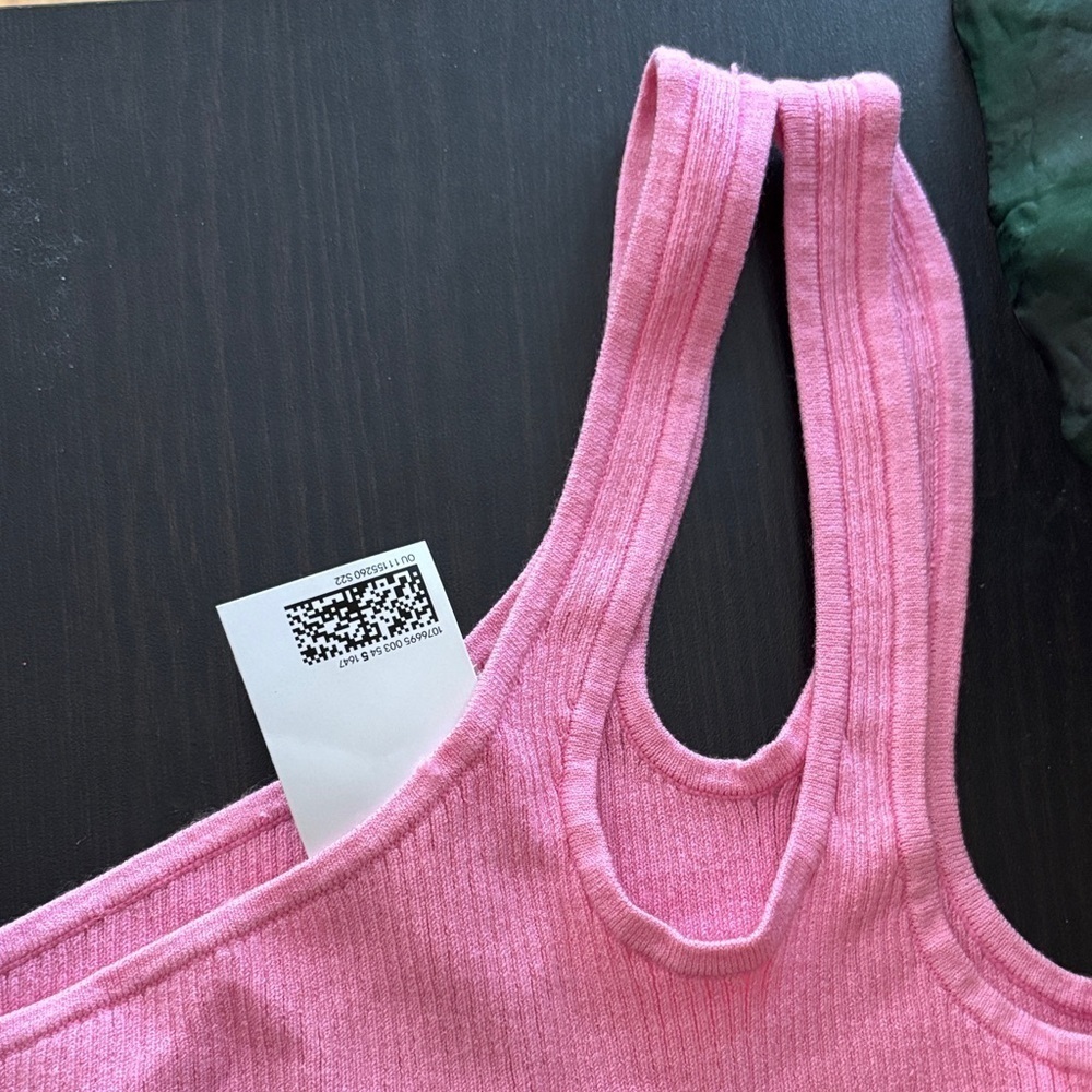 Divided Pink Asymmetrical Ribbed Tank Top - Picture 2 of 3